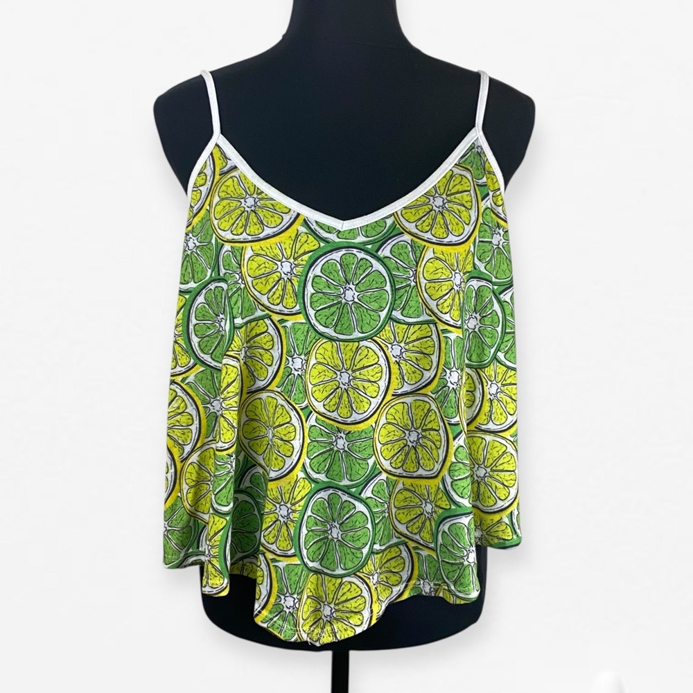 Madison & Berkeley Spaghetti Lemon Limes Margarita Print crop Camisole top L